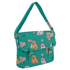 Seamless-pattern-cute-cat-cartoon-with-hand-drawn-style Buckle Messenger Bag by Salman4z