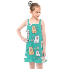 Seamless-pattern-cute-cat-cartoon-with-hand-drawn-style Kids  Overall Dress by Salman4z