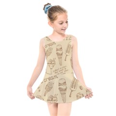 Ice-cream-vintage-pattern Kids  Skater Dress Swimsuit by Salman4z