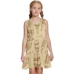 Ice-cream-vintage-pattern Kids  Sleeveless Tiered Mini Dress by Salman4z