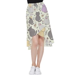 Funny Cartoon Cats Seamless Pattern Frill Hi Low Chiffon Skirt by Salman4z