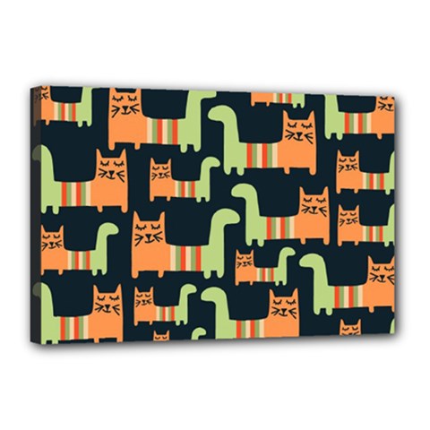 Seamless-pattern-with-cats Canvas 18  X 12  (stretched)