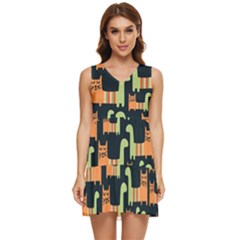 Seamless-pattern-with-cats Tiered Sleeveless Mini Dress by Salman4z