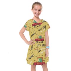 Childish-seamless-pattern-with-dino-driver Kids  Drop Waist Dress by Salman4z