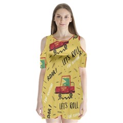 Childish-seamless-pattern-with-dino-driver Shoulder Cutout Velvet One Piece by Salman4z