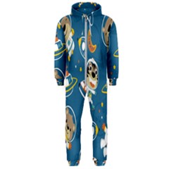 Seamless-pattern-funny-astronaut-outer-space-transportation Hooded Jumpsuit (men) by Salman4z