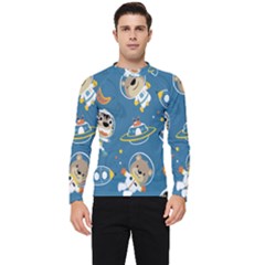 Seamless-pattern-funny-astronaut-outer-space-transportation Men s Long Sleeve Rash Guard by Salman4z