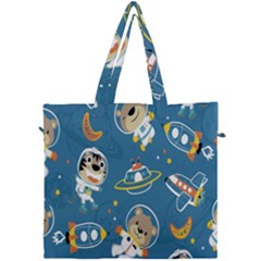 Seamless-pattern-funny-astronaut-outer-space-transportation Canvas Travel Bag by Salman4z