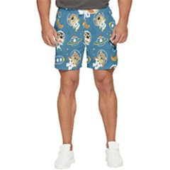 Seamless-pattern-funny-astronaut-outer-space-transportation Men s Runner Shorts by Salman4z
