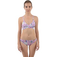 Beautiful-cute-animals-pattern-pink Wrap Around Bikini Set by Salman4z