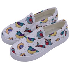 Seamless-pattern-with-hand-drawn-bird-black Kids  Canvas Slip Ons by Salman4z