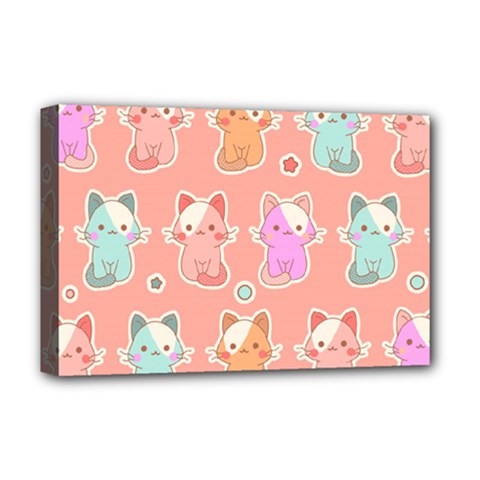 Cute-kawaii-kittens-seamless-pattern Deluxe Canvas 18  X 12  (stretched)