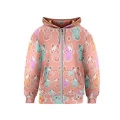 Cute-kawaii-kittens-seamless-pattern Kids  Zipper Hoodie by Salman4z