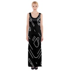 Coffee-background Thigh Split Maxi Dress by Salman4z