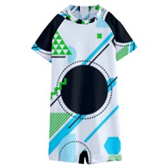 Geometric-shapes-background Kids  Boyleg Half Suit Swimwear by Salman4z