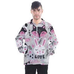 Big-set-with-cute-cartoon-animals-bear-panda-bunny-penguin-cat-fox Men s Half Zip Pullover by Salman4z