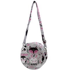 Big-set-with-cute-cartoon-animals-bear-panda-bunny-penguin-cat-fox Crossbody Circle Bag by Salman4z