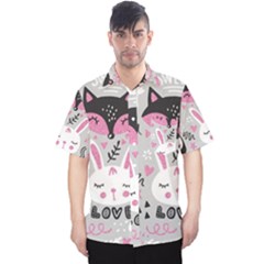 Big-set-with-cute-cartoon-animals-bear-panda-bunny-penguin-cat-fox Men s Hawaii Shirt