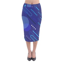Classic-blue-background-abstract-style Velvet Midi Pencil Skirt by Salman4z