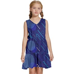 Classic-blue-background-abstract-style Kids  Sleeveless Tiered Mini Dress by Salman4z