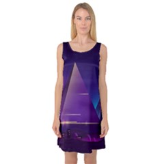 Egyptian-pyramids-night-landscape-cartoon Sleeveless Satin Nightdress by Salman4z