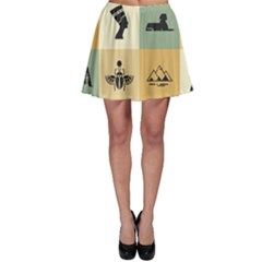 Egyptian-flat-style-icons Skater Skirt