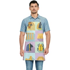 Egypt-icons-set-flat-style Kitchen Apron by Salman4z