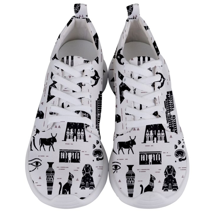 Dark-seamless-pattern-symbols-landmarks-signs-egypt --- Men s Lightweight Sports Shoes