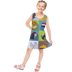 Egypt-travel-items-icons-set-flat-style Kids  Tunic Dress by Salman4z