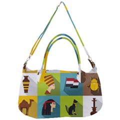 Egypt-travel-items-icons-set-flat-style Removable Strap Handbag by Salman4z