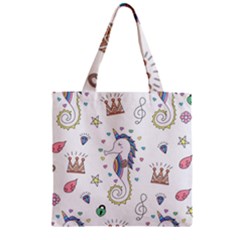 Seamless-pattern-cute-unicorn-cartoon-hand-drawn Zipper Grocery Tote Bag by Salman4z