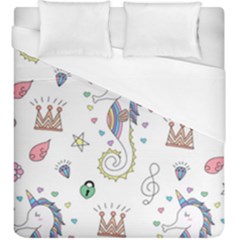 Seamless-pattern-cute-unicorn-cartoon-hand-drawn Duvet Cover (king Size) by Salman4z