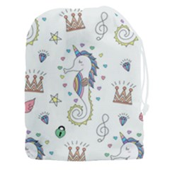 Seamless-pattern-cute-unicorn-cartoon-hand-drawn Drawstring Pouch (3xl) by Salman4z