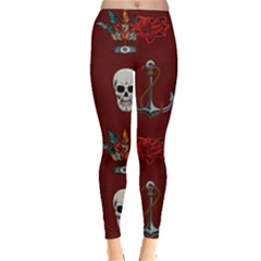 Tattoo-old-school-background-pattern Leggings  by Salman4z