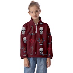 Tattoo-old-school-background-pattern Kids  Half Zip Hoodie by Salman4z