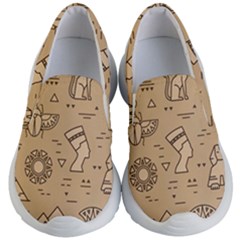 Egyptian-seamless-pattern-symbols-landmarks-signs-egypt Kids Lightweight Slip Ons by Salman4z