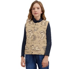 Egyptian-seamless-pattern-symbols-landmarks-signs-egypt Kid s Short Button Up Puffer Vest	 by Salman4z