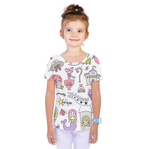 Fantasy-things-doodle-style-vector-illustration Kids  One Piece Tee by Salman4z