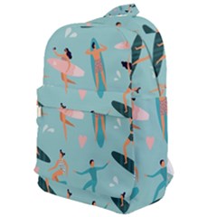 Beach-surfing-surfers-with-surfboards-surfer-rides-wave-summer-outdoors-surfboards-seamless-pattern- Classic Backpack by Salman4z