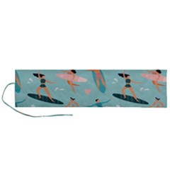 Beach-surfing-surfers-with-surfboards-surfer-rides-wave-summer-outdoors-surfboards-seamless-pattern- Roll Up Canvas Pencil Holder (l) by Salman4z