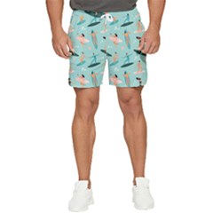 Beach-surfing-surfers-with-surfboards-surfer-rides-wave-summer-outdoors-surfboards-seamless-pattern- Men s Runner Shorts by Salman4z
