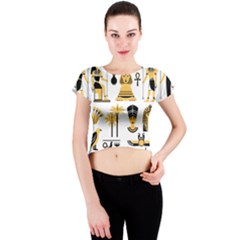 Egypt-symbols-decorative-icons-set Crew Neck Crop Top by Salman4z