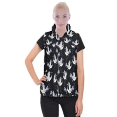 Crane Pattern Women s Button Up Vest