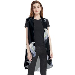 Crane Pattern Sleeveless Chiffon Waistcoat Shirt