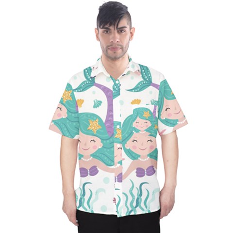 Set-cute-mermaid-seaweeds-marine-inhabitants Men s Hawaii Shirt by Salman4z