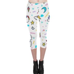 Unicorns-rainbows-seamless-pattern Capri Leggings  by Salman4z