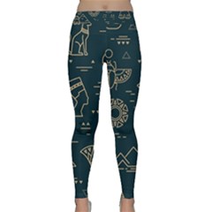 Dark-seamless-pattern-symbols-landmarks-signs-egypt -- Classic Yoga Leggings by Salman4z