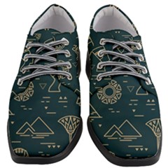 Dark-seamless-pattern-symbols-landmarks-signs-egypt -- Women Heeled Oxford Shoes