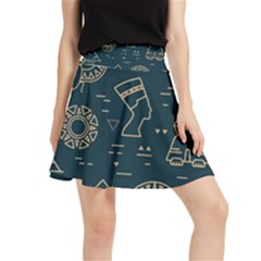 Dark-seamless-pattern-symbols-landmarks-signs-egypt -- Waistband Skirt