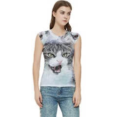 Cat Pet Art Abstract Watercolor Women s Raglan Cap Sleeve Tee